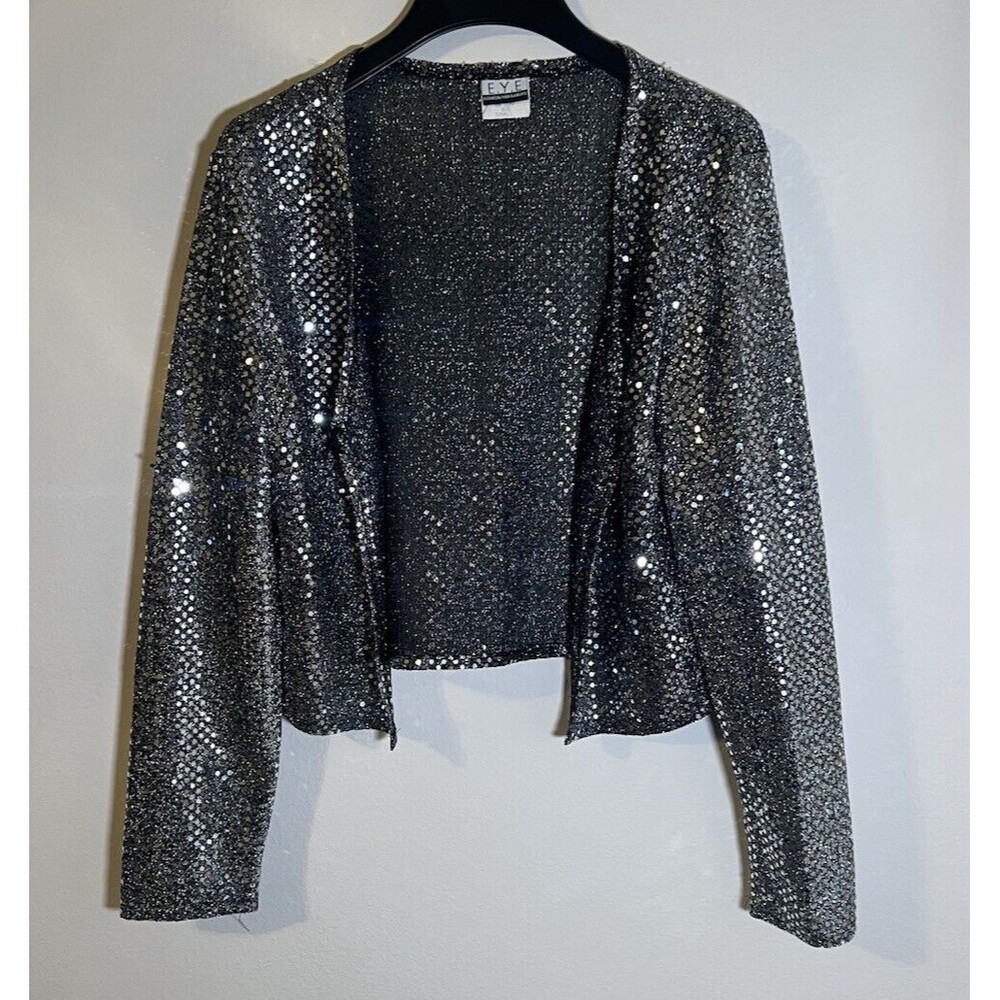 Silver Sequin Jacket Size Small Vintage 90s